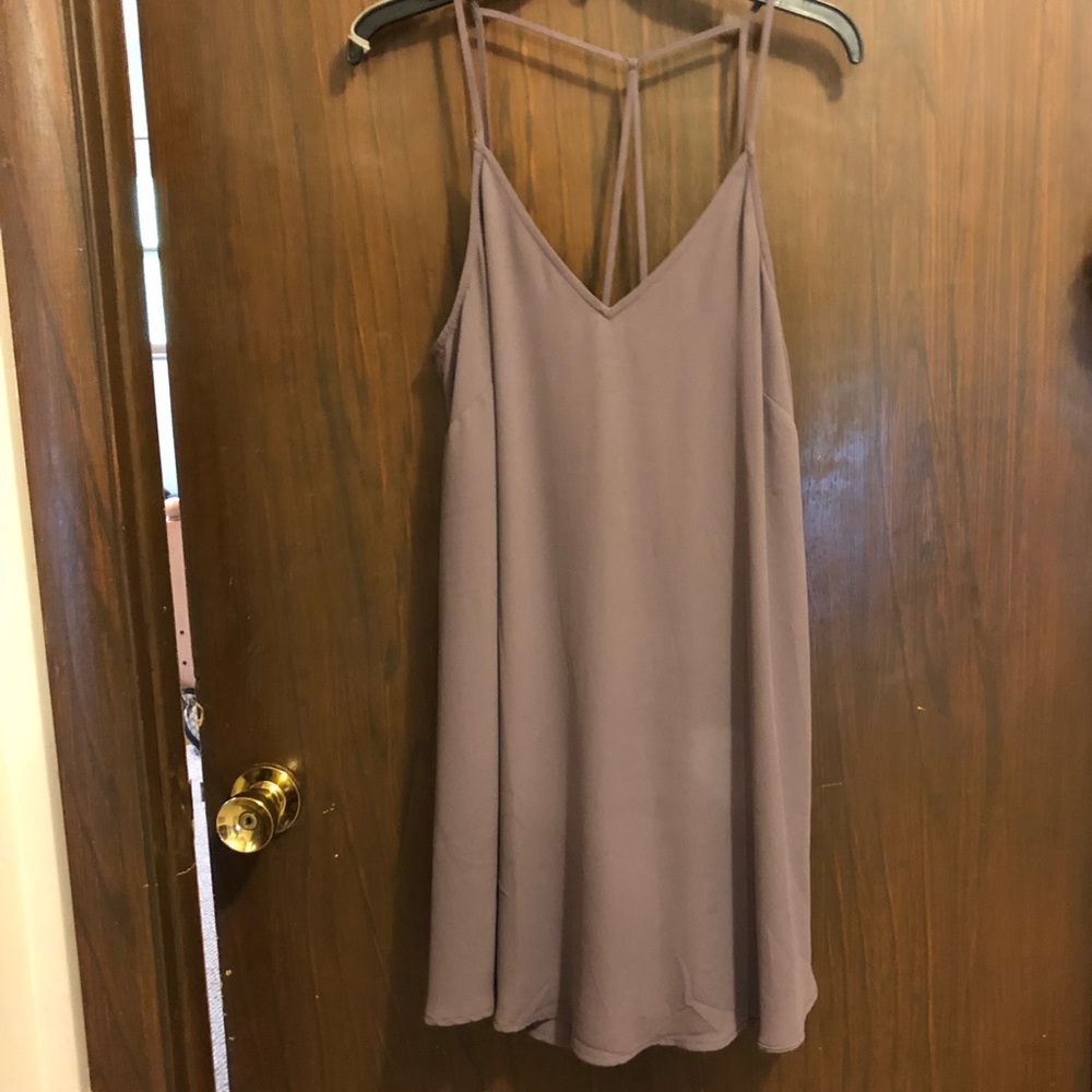 Grey/purple shift strap it dress